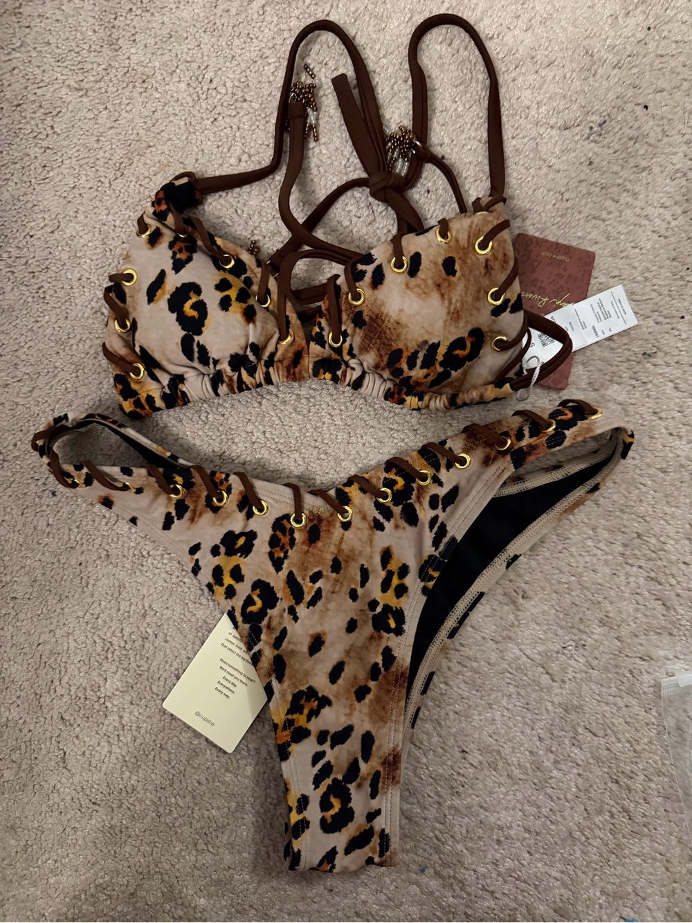 CUPSHE Leopard Print Brown Bikini Set – Women's Swim